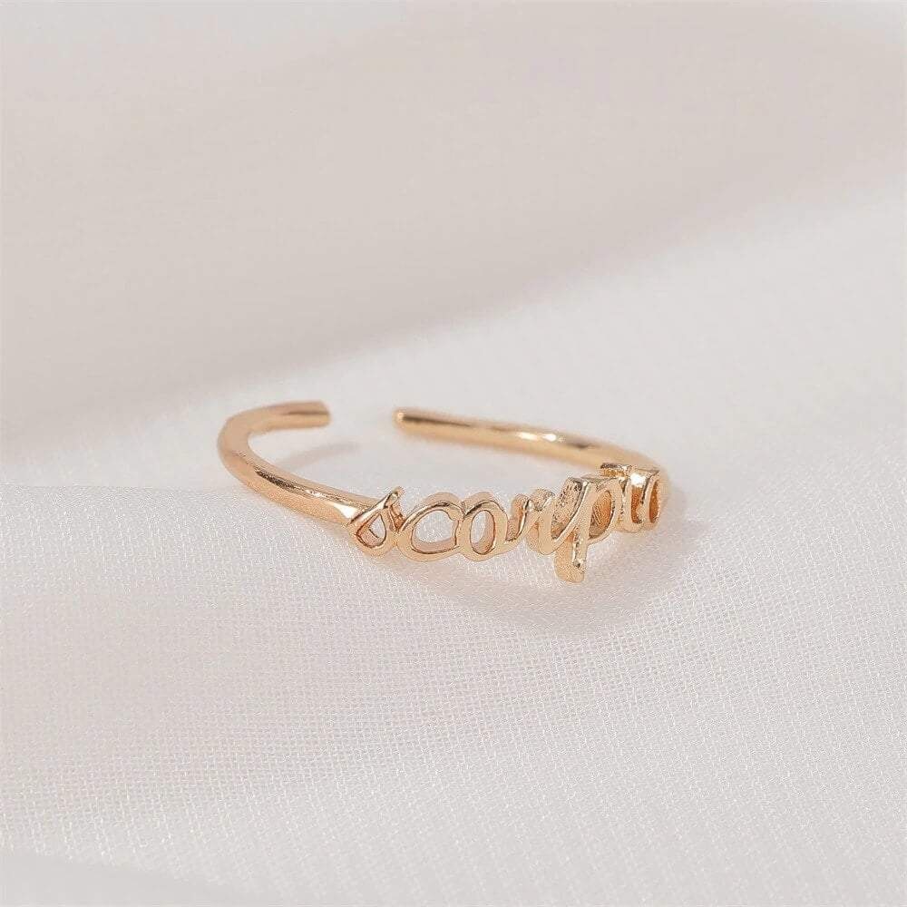 Zodiac Sign Minimalist Boho Text Astrology Ring - Picture 5 of 16